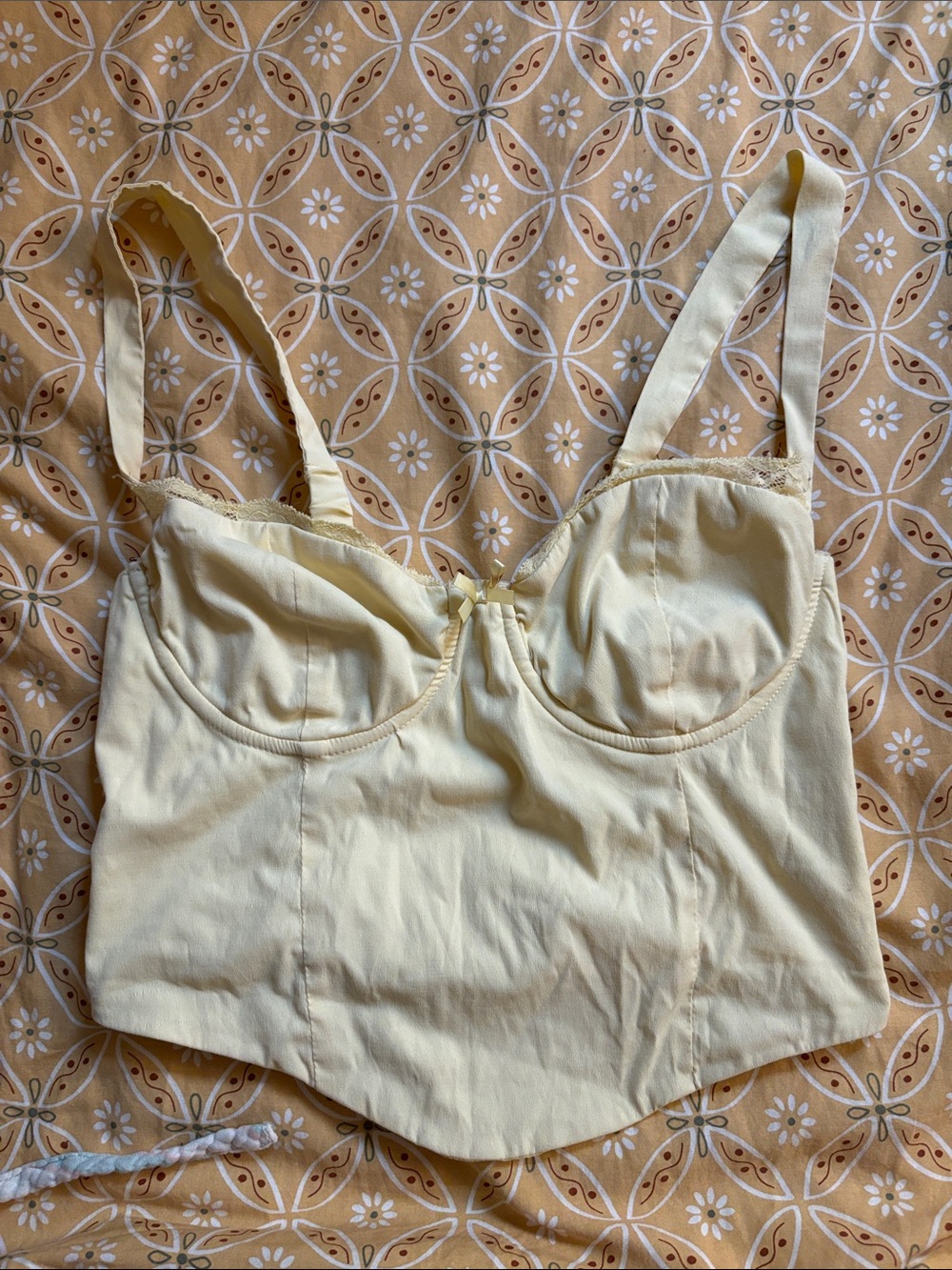 Garage Cream Longline Bustier Crop Top